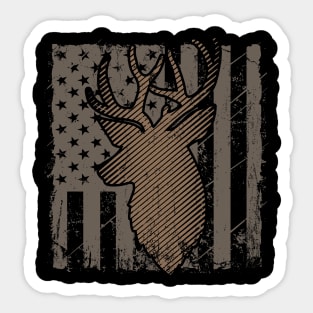 American Deer Hunter Patriotic Us Flag Sticker